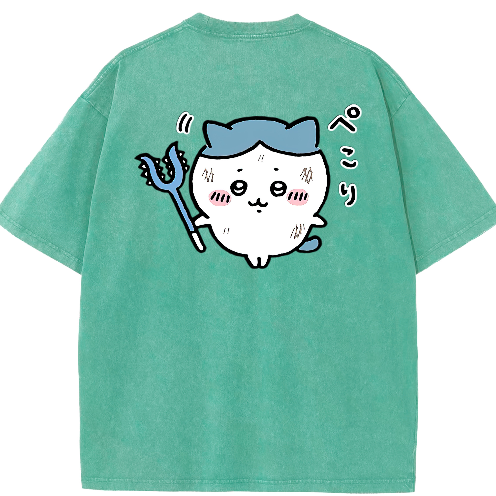 （画像用） ちいかわ ハチワレ Chii-kawa hachiware 綿100% ヴィンテージ風 半袖Tシャツ（背面プリント）